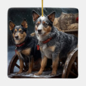 オーストラリア牛の雪そりクリスマスデコール セラミックオーナメント (裏面)