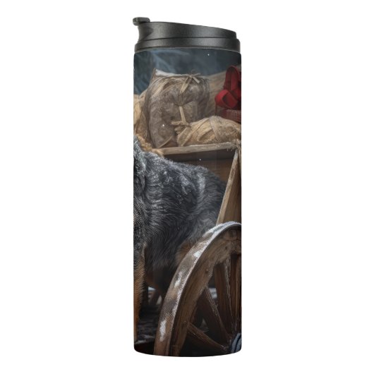 オーストラリア牛の雪そりクリスマスデコール タンブラー (回転右)