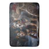 オーストラリア牛の雪そりクリスマスデコール バスマット (正面縦)