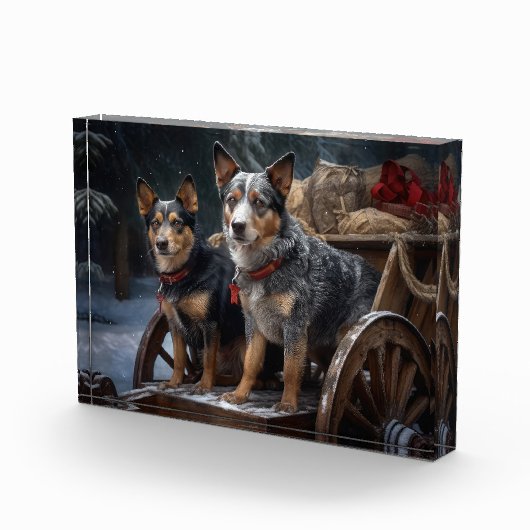 オーストラリア牛の雪そりクリスマスデコール フォトブロック (右)