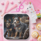 オーストラリア牛の雪そりクリスマスデコール ペーパープレート (パーティー)