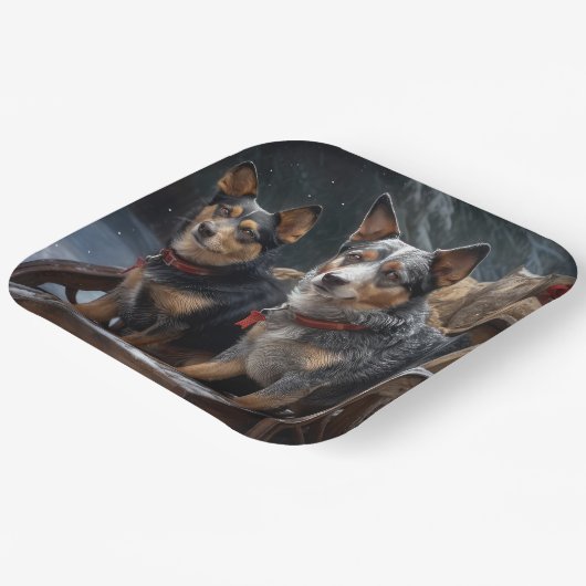 オーストラリア牛の雪そりクリスマスデコール ペーパープレート (傾斜あり)