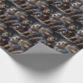 オーストラリア牛の雪そりクリスマスデコール ラッピングペーパー (角)