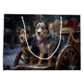 オーストラリア牛の雪そりクリスマスデコール ラージペーパーバッグ (裏面)