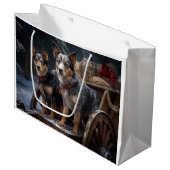 オーストラリア牛の雪そりクリスマスデコール ラージペーパーバッグ (正面アングル)