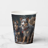 オーストラリア牛の雪そりクリスマスデコール 紙コップ (正面)