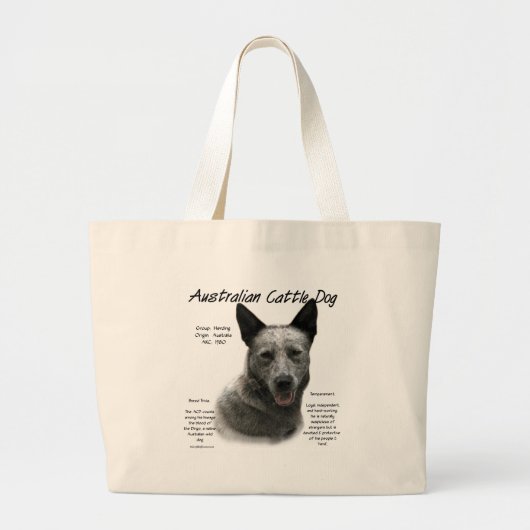 オーストラリア牛の青い犬の歴史；青いACD ラージトートバッグ (正面)