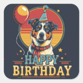 オーストラリア牛カラフル犬 スクエアシール (正面)