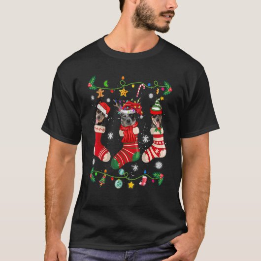 オーストラリア牛クリスマスソックスクリスマス犬 Tシャツ (正面)