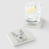 オーストラリア牛絵画犬の犬 – かわいいオリジナルアート ストーンコースター (横)