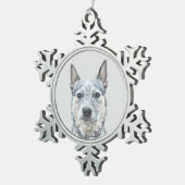 オーストラリア牛絵画犬の犬 – かわいいオリジナルアート スノーフレークピューターオーナメント (右)