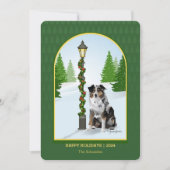 オーストラリア犬クリスマススノーランプポスト シーズンカード (正面)