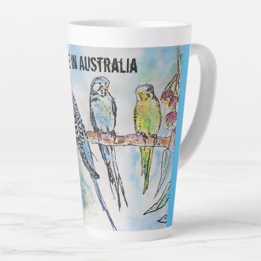 オーストラリア産かわいいバギー水彩鳥 カフェラテマグ (右アングル)