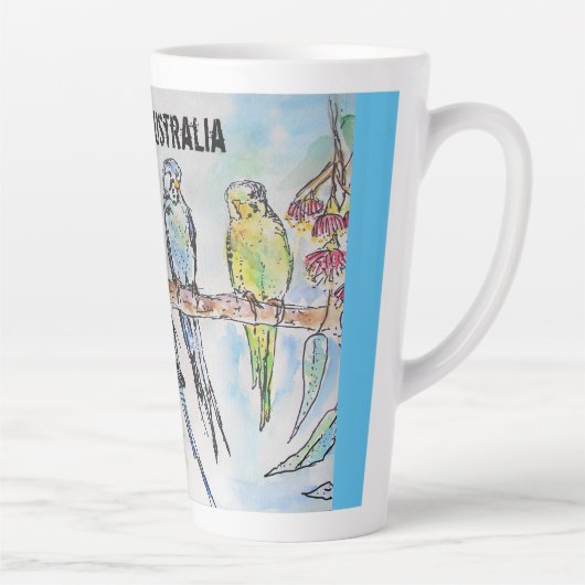 オーストラリア産かわいいバギー水彩鳥 カフェラテマグ (右)