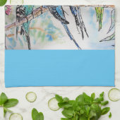 オーストラリア産かわいいバギー水彩鳥 キッチンタオル (折り畳み)