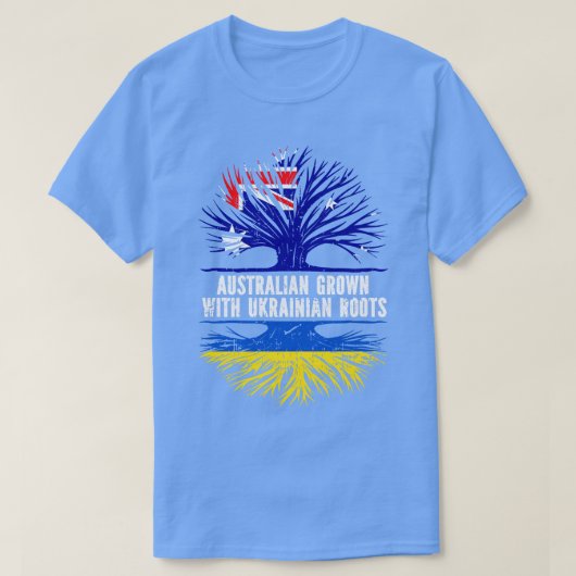 オーストラリア産のウクライナルーツ国旗 Tシャツ (デザイン正面)