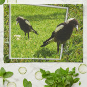 オーストラリア産のカササギが飛び出したアート。 キッチンタオル (折り畳み)