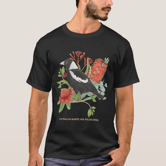 オーストラリア産のカササギとヤナギ Tシャツ (正面)