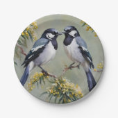 オーストラリア産のカササギリ絵を描油、 ペーパープレート (正面)