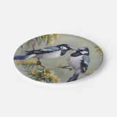 オーストラリア産のカササギリ絵を描油、 ペーパープレート (アングル)