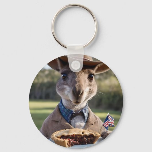 オーストラリア産のカンガルー好きオーストラリア産の肉パイ キーホルダー (正面)