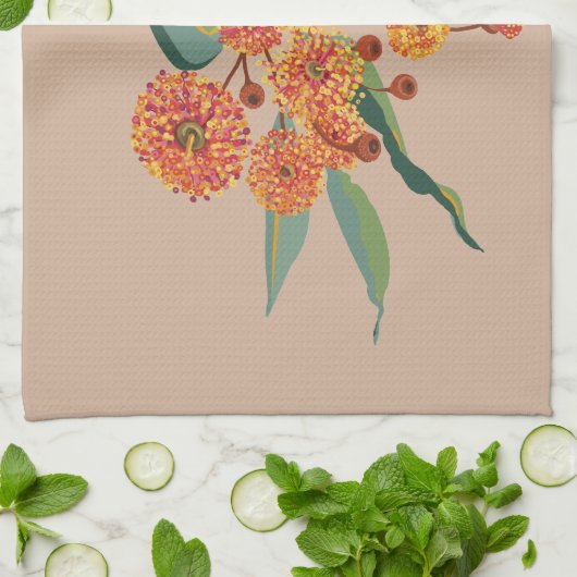 オーストラリア産のゴムの木は花とミツバチ キッチンタオル (折り畳み)