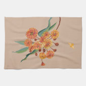オーストラリア産のゴムの木は花とミツバチ キッチンタオル (横)