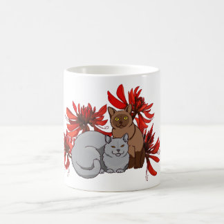 オーストラリア産のサンゴの木を持つ2匹の猫 コーヒーマグカップ