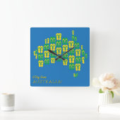 オーストラリア産のトンボの地図 スクエア壁時計 (ホーム)