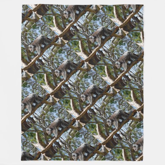 オーストラリア産の野生のコアラがゴムの木に生えている。 フリースブランケット (正面)