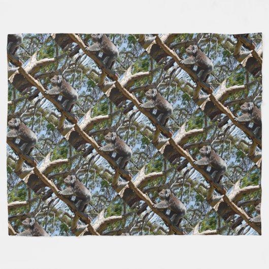 オーストラリア産の野生のコアラがゴムの木に生えている。 フリースブランケット (正面(横))