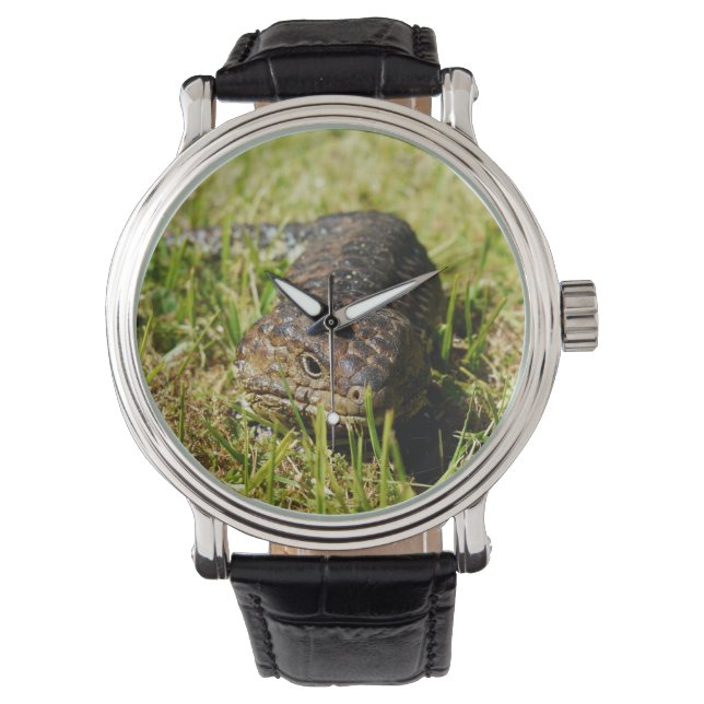 オーストラリア産の青いトカゲ 腕時計 (正面)