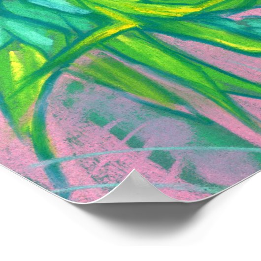 オーストラリア産の鳥の花(熱帯フローラ絵画のC) ポスター (角)