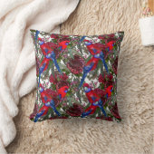 オーストラリア産クリムゾンローゼルとワイルドフラワーパターン クッション (ブランケット)