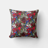 オーストラリア産クリムゾンローゼルとワイルドフラワーパターン クッション (正面)