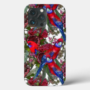 オーストラリア産クリムゾンローゼルとワイルドフラワーパターン iPhone 13 PROケース