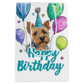 オーストラリア産テリアドッグとバルーン誕生日 ミディアムペーパーバッグ (裏面)