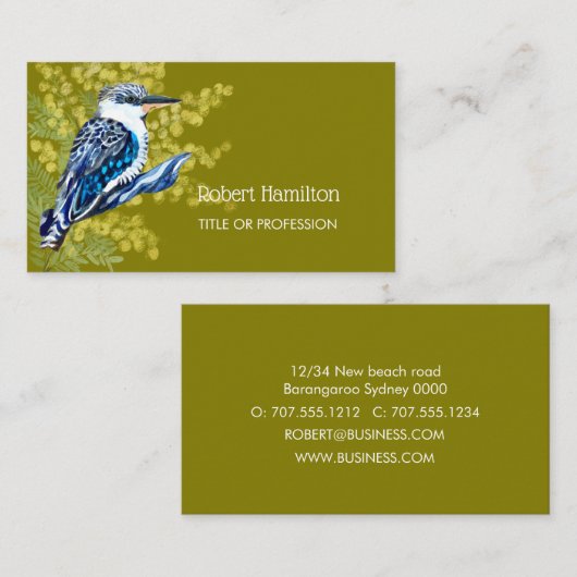 オーストラリア産絵を描鳥のコウカブラの水色 名刺 (正面/裏面)