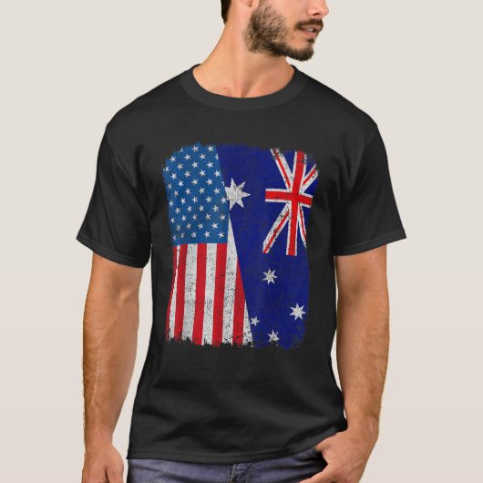 オーストラリア米州旗ハーフUSAオーストラリアRoot P Tシャツ (正面)