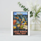 オーストラリア素晴らしバリアコーラルリーフヴィンテージポスター ポストカード (スタンド正面)