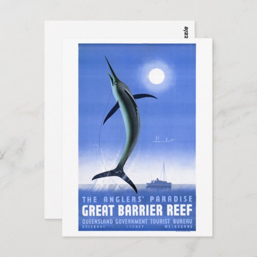 オーストラリア素晴らしバリアコーラルリーフヴィンテージポスター ポストカード (正面/裏面)