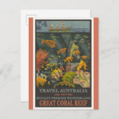 オーストラリア素晴らしバリアリーフヴィンテージ旅行ポスター ポストカード (正面/裏面)