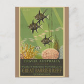 オーストラリア素晴らしバリアリーフヴィンテージ旅行ポスター ポストカード (正面)