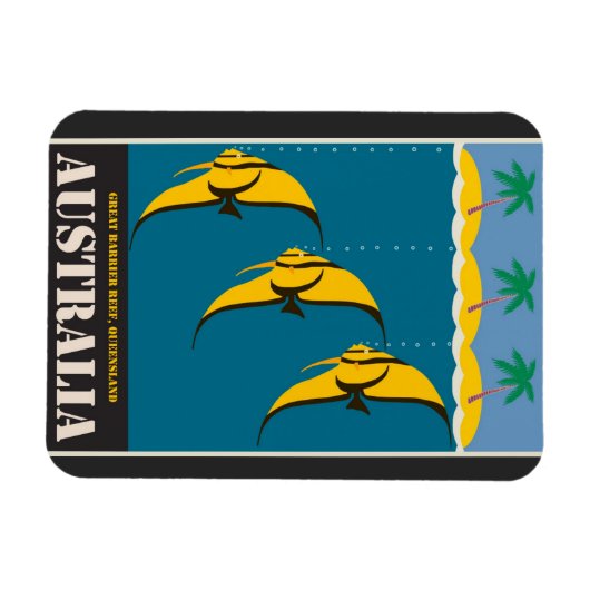 オーストラリア素晴らしバリアリーフヴィンテージ旅行ポスター マグネット (横)