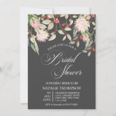 オーストラリア素朴の花のスクリプトブライダルシャワー 招待状 (正面)