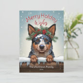 オーストラリア素朴牛のメリー犬の雪を願う シーズンカード (スタンド正面)