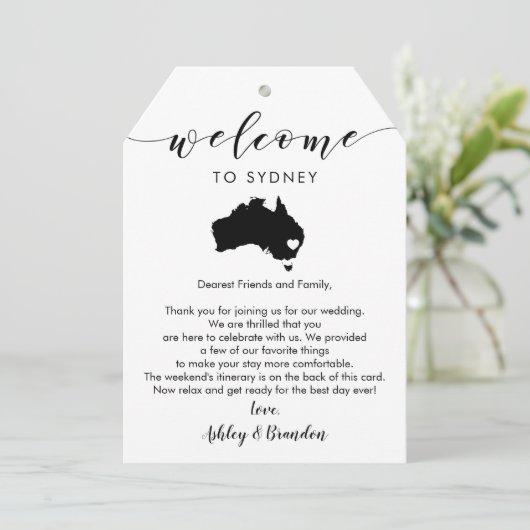 オーストラリア結婚の歓迎ラベル、手紙の旅程 (スタンド正面)