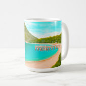 オーストラリア絵を描ズブルーウォータービーチ埠頭 コーヒーマグカップ (正面右)
