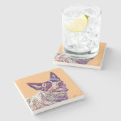 オーストラリア絵を描牛の犬の大理石コースター ストーンコースター (横)