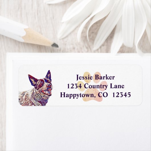 オーストラリア絵を描牛の犬差出人住所ラベル ラベル (インサイチュ)